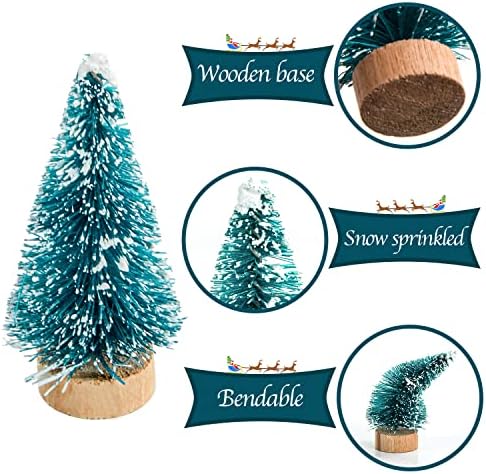 72 Парчиња Мини Божиќни Сисални Снежни Мраз Дрвја Со Дрвена Основа Вештачка Зимска Четка За Шишиња Масички За Божиќна Декорација