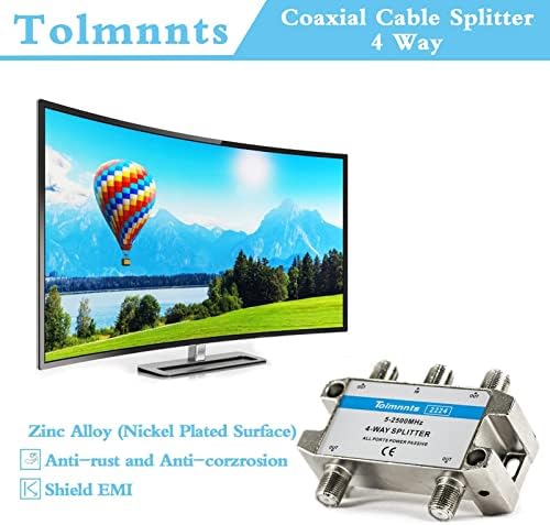 Сплитер за коаксијален кабел 5-2500MHz, Tolmnnts Coax Splitter Работа со CATV, сателитска телевизија, систем на антена и конфигурации на MOCA