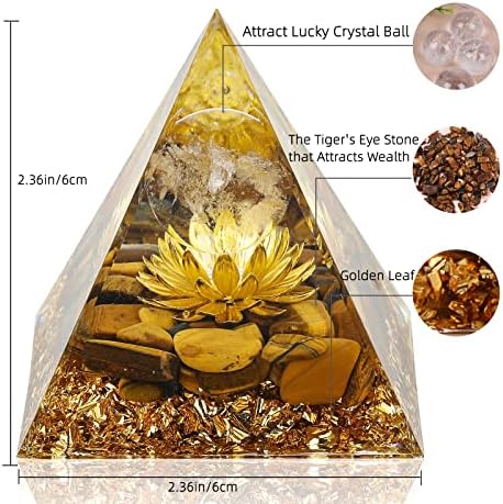 Надеж Оргон Пирамида Цвет на живот Оргонитни пари заздравување кристали Пирамида за позитивна енергија со камења за очи на Тигар и среќа
