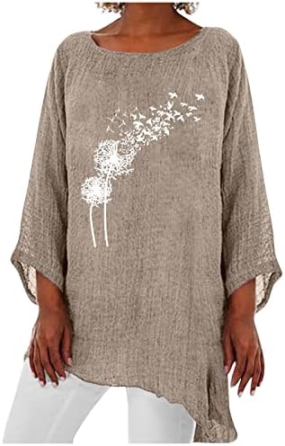 NOKMOPO Жени Блузи Мода Со Долги Ракави Печатени Долги Ракави Неправилни Лабави И Удобни Врвни Основни Плетени Маици