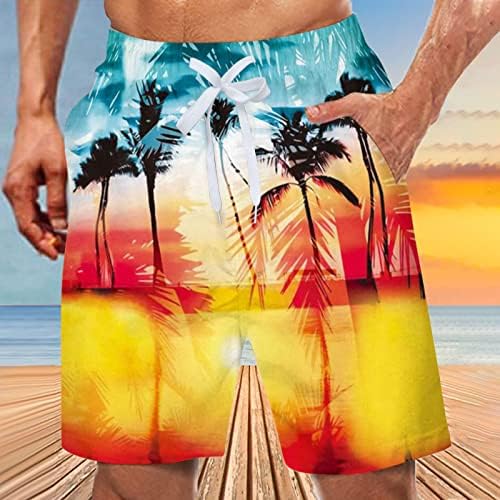 Машки летни пливање Брзи суви шорцеви со џебови плус градиент печати шорцеви на плажа