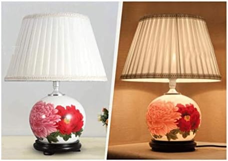 Zhaoei табела за ламба за керамичка маса, гроздобер обоена ламба тело, плетена абажур, вила градинарска ламба за осветлување табела за
