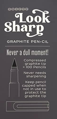 Snifty изгледа остар секогаш остар пенкало • CIL - компресиран графит врв е еднаков на 100 моливи - сиво метално барел + капа + бришач