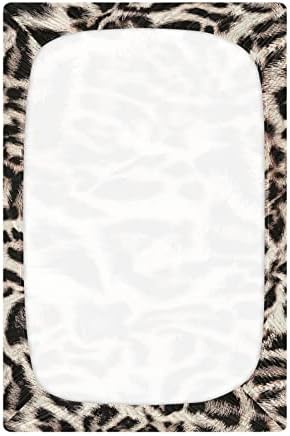 Алаза леопард печати животински гепард чаршафи чаршафи опремени листови за басинет за момчиња бебе девојчиња дете, стандардна големина 52 x