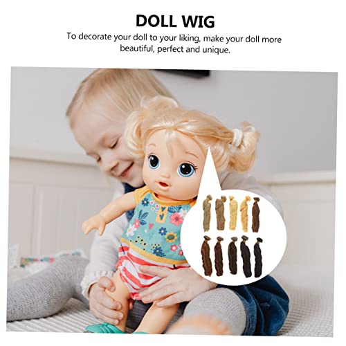 Toyvian 10 парчиња кукли перика за коса, американски редови Американски кукли BJD кукли со висока температурна жица Кер кукла