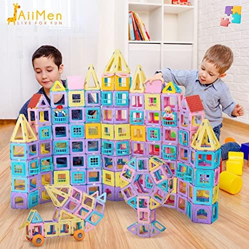 Играчки за магнетни плочки Jaiimen, деца градежни блокови поставени со магнетна фигура, 3Д магнетски плочки девојки момчиња матични играчки