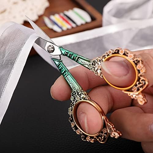 Ножици за везови на паун на Youguom 5in и 4,5in злато зелено гроздобер занаетчиски ножици за занаетчиски производи за уметнички дела