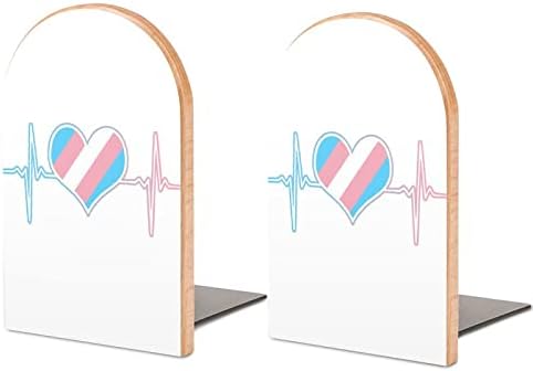 Трансродово Знаме Срцевatам Книги Декоративни Печати Дрво Книга Завршува За Полица Пакет од 1 Пар