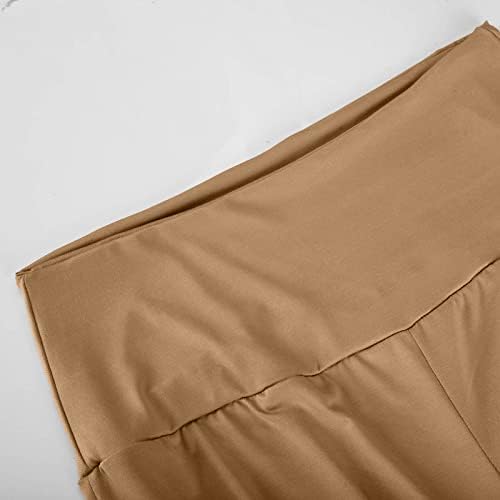 Feanенски женски стрии палацо салони панталони обични удобни високи половини пантацо панталони широка нога пријатна мека атлетска