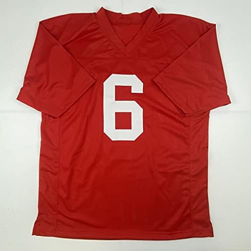 Автограмиран/потпишан Девонта Смит Алабама Црвен колеџ фудбалски дрес Бекет Бас Коа