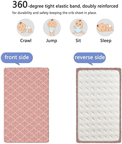 Пинк Дамаск со тематски опремени мини чаршафи, преносни мини креветчиња со меки и затегнати лежишта со креветчиња за креветчиња за момчиња,