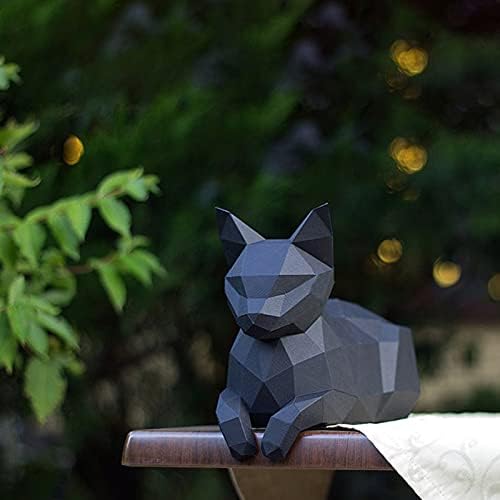WLL-DP одмор мачка хартија скулптура 3Д хартија трофеј DIY оригами мозаик хартија модел геометриска украс за украсување украс рачно