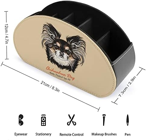 Симпатична чивахуа куче далечинска контрола држачи PU кожа Кади за складирање кутија со 5 оддели за материјали за домашни канцеларии