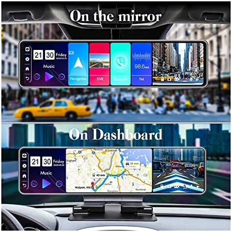 12 Инчен Андроид 8.1 Автомобил DVR 4G Цртичка Камера Целосна HD Ретровизор Видео Рекордер Регистратор GPS WiFi Двојна Леќа Цртичка