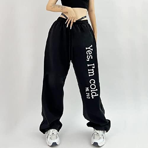 Amtf жени џемпери со џемпери лабави еластични чекани џогери панталони, обични печатени широки панталони кои трчаат спортски хареми