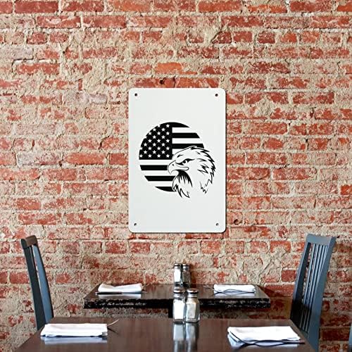Американски американски знаме орел гроздобер железен лим знак wallиден уметнички декор виси метален знак плакета