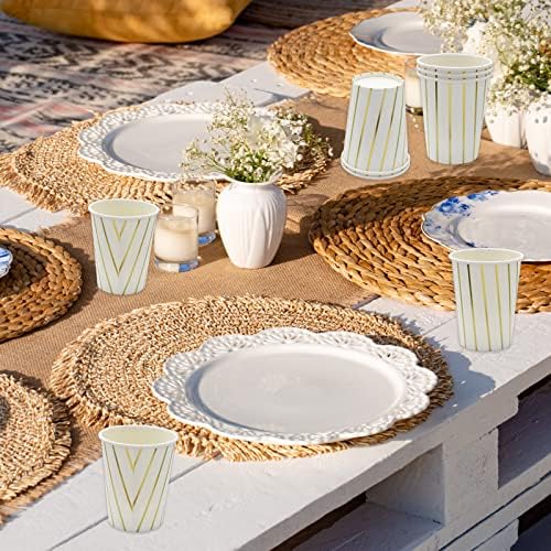Диливи бела и златна фолија вертикални чаши за партии, 9 мл чаши за хартија за еднократна употреба за пијалоци - пијалоци чаши