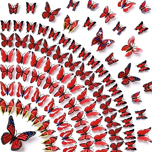 AMAONM® 60 компјутери 5 пакувања убави 3Д butterидови од пеперутка отстранливи DIY домашни украси уметнички декор налепници и мурали