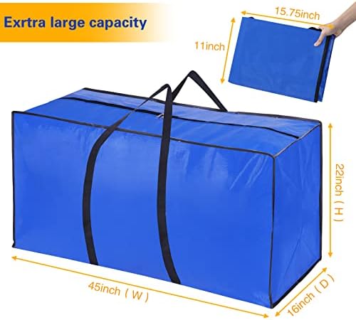 FIXWAL XXL Подвижни торби со тешка должност Екстра големи, сини подвижни вреќи за складирање со силни рачки и патенти, кеси за пакување