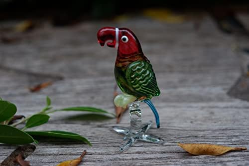 1ShopForyou 1 Зелена стакло Macaw Parrot Figurine Lifts Handmade изработена рачно разнесена уметност колекционерски фигурини за