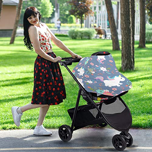 Обвивки за седишта за бебиња со еднорог од цвеќиња - шетач на крошна за стискање на шамија, мулти -употреба на крошна на автомобили,