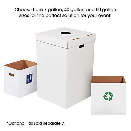 Брановидна Корпа За Отпадоци Со Лого За Рециклирање, 40 Галони, 18 х 18 х 30, Бело, 10/Пакет