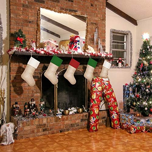 Савита 6 парчиња Божиќни чорапи, 3 бои Божиќни камиони што висат чорапи за Божиќни украси, божиќни чорапи за подароци, бонбони, DIY занает