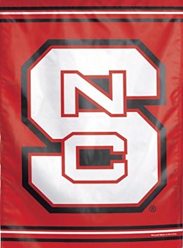 NCAA Северна Каролина Држава Волкпак 12х18 Градина стил 2 еднострано знаме, една големина, тимска боја