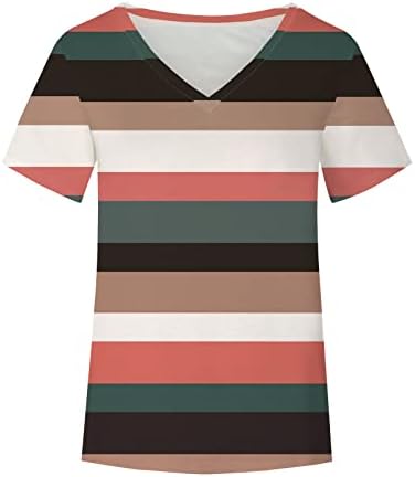Маичка за блуза за жени лето есен 2023 облека Краток ракав со памук, памук, графички шарен бранч маица 3C 3C