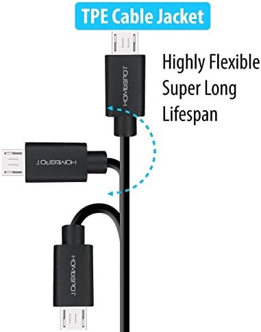 Homespot краток микро USB кабел 5 -инчен Брзо полнење со голема брзина USB 2.0 Кабел за синхронизација на податоци - Бело