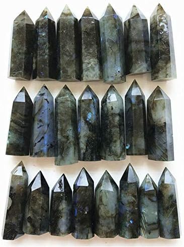 ERTIUJG HUSONG312 4PCS 40-60mm природен лабрадорит кварц кристално стапче за лекување на бразилска декорација природни камења и