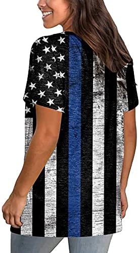 Патриотски врвови на 4 јули, 2023 година маици за жени модно американско знаме со врвни ленти маици маици на Денот на независност Ден на блузи