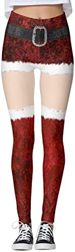 Божиќни хеланки за жени плус големина санта дрво печати висока половината беспрекорна пискава јога панталони задникот за кревање