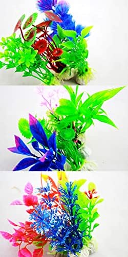 Мабес магацин Хејрлм Градина Шарена вода пластично растение - прекрасни растенија за вештачки риби, украси за украси за украси за аквариум за
