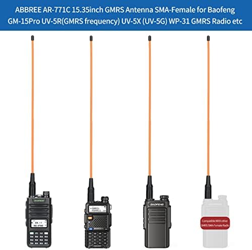 Abbree AR-771C GMRS антена 15.3inch WHIP антена SMA-Female за Baofeng UV-5R UV-5X GM-15PRO WP-31 UV-9G radioddity GM-30 TD-H5 GMRS Radios