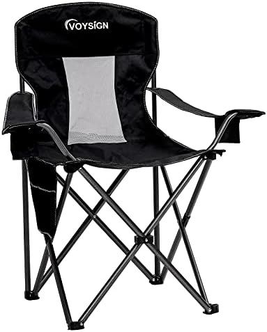 Voysign Mesh преклопување столчиња за кампување за возрасни, преголеми преносни столици на отворено, капацитет за тежина 325 фунти со