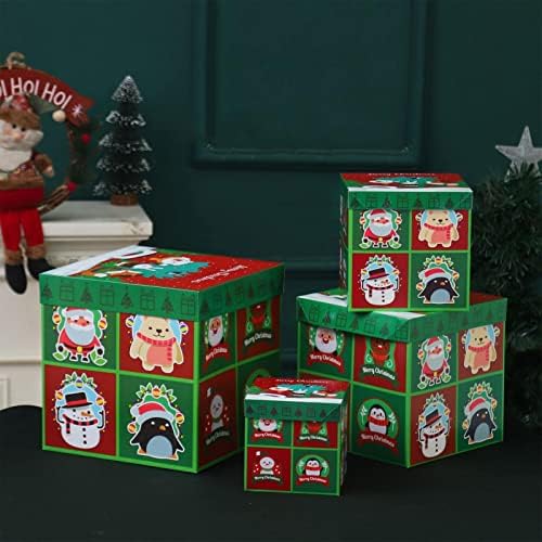 Божиќни украси Подароци кутија 4 парчиња поставени изгледот на сцената на новогодишната страна во трговскиот центар Пријатели покажуваат