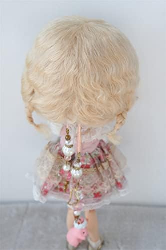 Qbaby Doll Wigs JD644 9-10Inch 23-25cm неуредно бебе кадрава мини Twintail mohair bjd Дод додатоци за кукли за коса