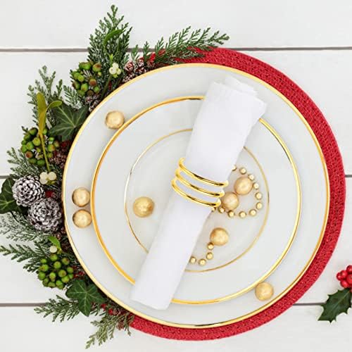 Фавомото декорап декор на салфетки прстени поставени божиќни салфетки прстени Божиќни салфетки златни метални салфетки прстени од 4 златни