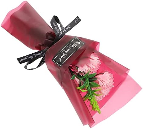 Абаодам 4 парчиња симулација на каранфил сапун цвет, хартија розов подарок