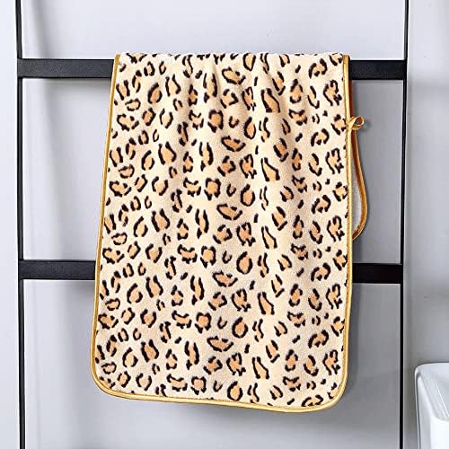 N/A леопард печатење преклопен пешкир за бања за возрасни кујнски сад за миење садови за абсорбента за брзо сушење на косата за коса