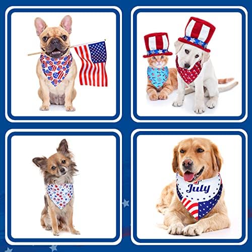 30 парчиња 4 -ти јули кучиња бандани патриотски кучиња бандана триаголник кученце бибови што се мијат американско знаме бандана