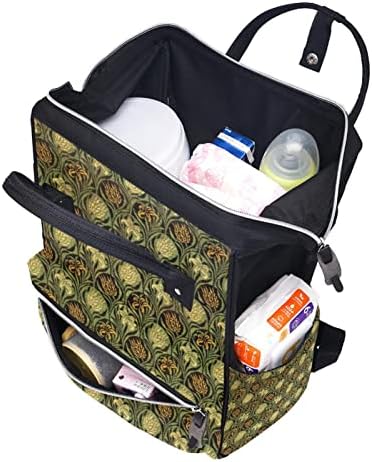 Ранец на торби за пелена VBFOFBV, големи унисекс кеси, повеќенаменски пакет за патувања за мајки, гроздобер шема остава армија зелена