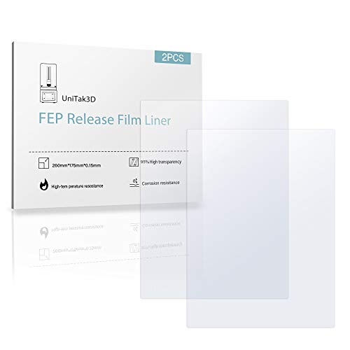Филм Unitak3d Mono X Fep компатибилен со Elegoo Saturn, Nova3d Whate 2 UV DLP LCD смола 3Д печатачи 260x180mm (Пакет од 2 парчиња）
