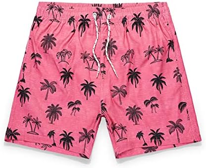 Венкомг1 шорцеви за мажи, тропски шорцеви на плажа ги отпечатиле хавајските влечења на еластична половината плоштад за пливање на нозете