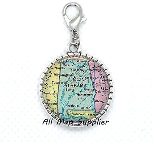 Allmapsupplier моден патент влечење, Алабама мапа јастог затворач, Алабама мапа со патент, накит на Алабама, мапа на Алабама,