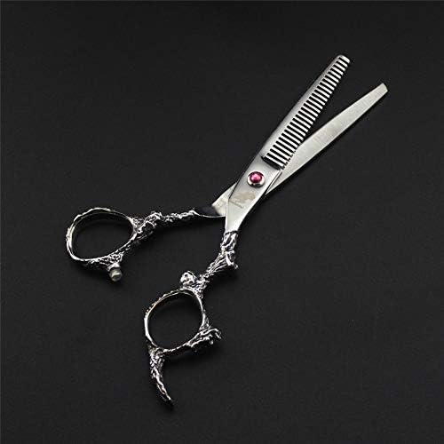 Ножици за фризерски ножици 6,0 инчи ножици од не'рѓосувачки челик+ ножици за слабеење Поставете алатки за салон и семејство