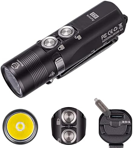 Rovyvon A23 G2 1000 Lumens USB-C полнење на EDC Flashlight, 6500K Cool White White 850mAh LED џебна светла за лапки, со магнетски