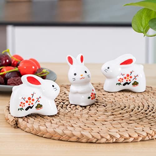 Didiseaon 3 парчиња зајаци фигура керамички зајаче украси Зодијак животно статуа 2023 година година на украс на зајаци јапонски стил
