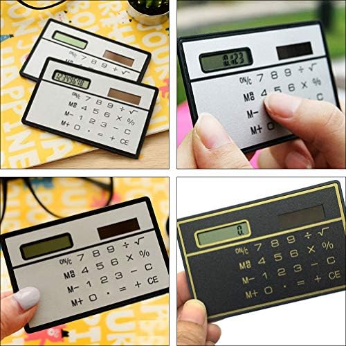 Nuobesty 4PCS мини калкулатор за соларна енергија пластичен ултра тенок картичка тип на џеб калкулатор за канцелариски материјал